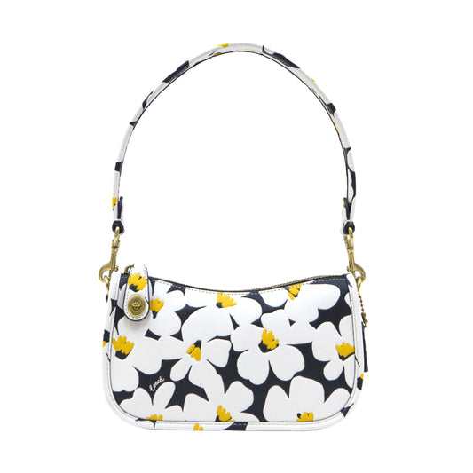 Coach Floral Print Glovetanned Leather Swinger Bag 20 - Chalk Multi
