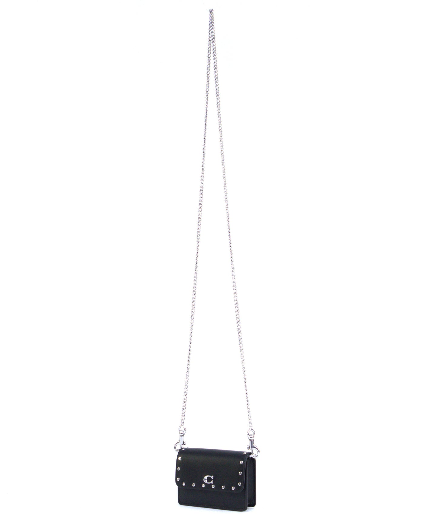 Coach Essential Half Flap Card Case With Rivets - Black