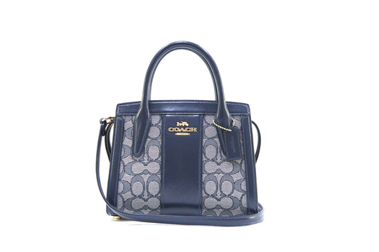 Coach Andrea Caryall Bag In  Signature Jacquard - Navy/Midnight Navy
