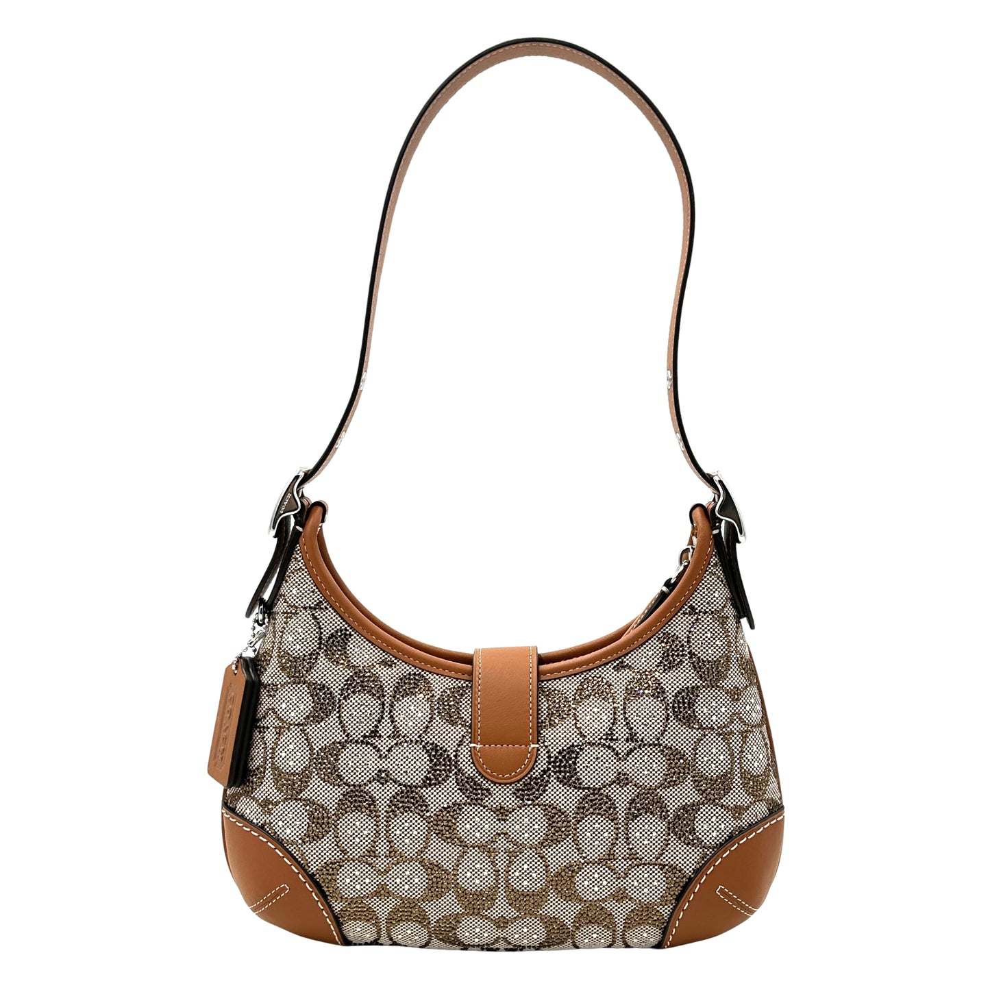 Coach Hamptons Hobo Bag In Crystal Signature Jacquard- Silver/Burnished Amber