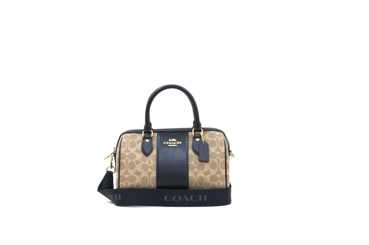 Coach Rowan Satchel Bag In Signature Canvas - Tan/Black