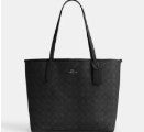 Coach City Tote Bag In Signature Canvas-Gunmetal/Charcoal/Black