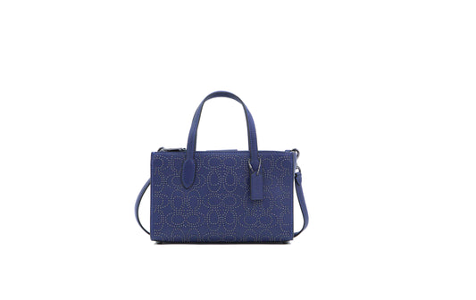 Coach Nina Small Tote Bag With Signature Rivets - Navy