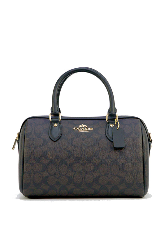 Coach Rowan Satchel Bag In Signature Canvas - Walnut Black