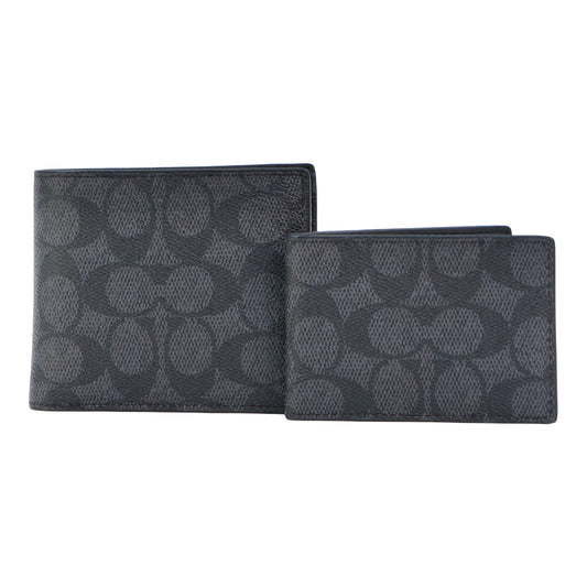 Coach 3 In 1 Wallet In Signature Canvas - Charcoal/Black