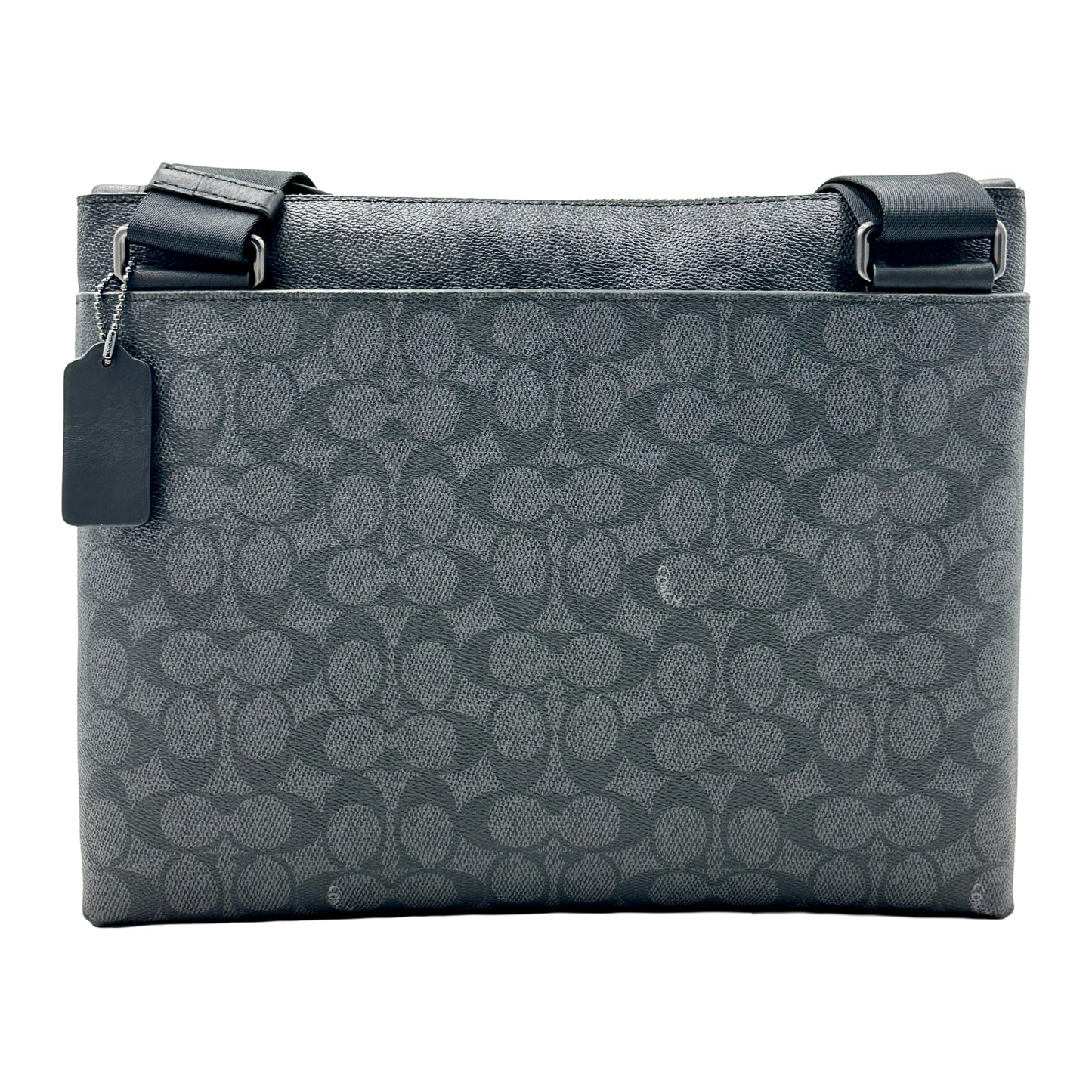 Coach Carrier Zip Signature Canvas & Leather Crossbody Bag- Charcoal Black