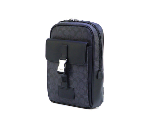 Coach Track Pack In Signature Canvas - Charcoal / Black