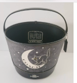 Coach Halloween Cat Graphic Trick Treat Bucket Bag - Charcoal Black