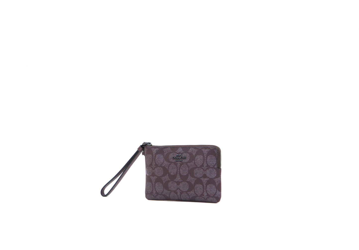 Coach Signature Metallic Corner Zip Wristlet with Charms - Wine