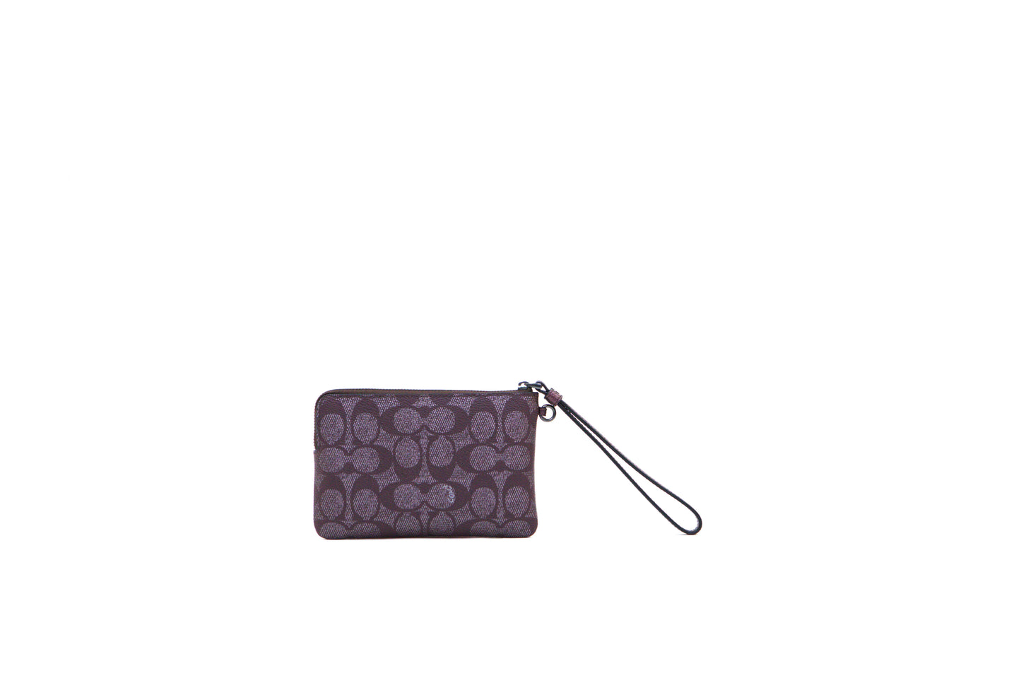Coach Signature Metallic Corner Zip Wristlet with Charms - Wine