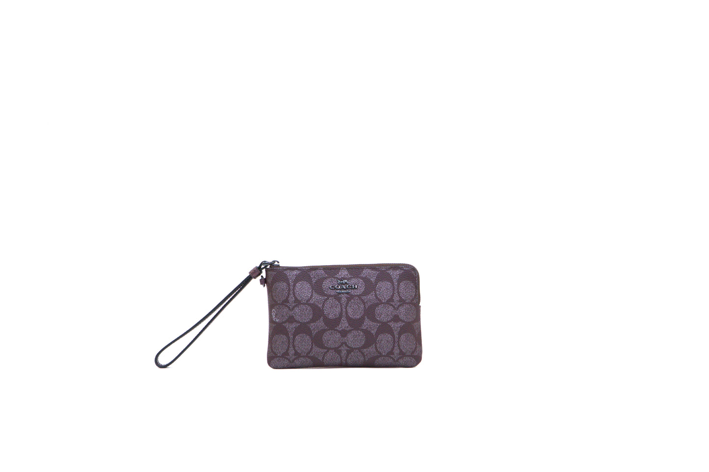 Coach Signature Metallic Corner Zip Wristlet with Charms - Wine