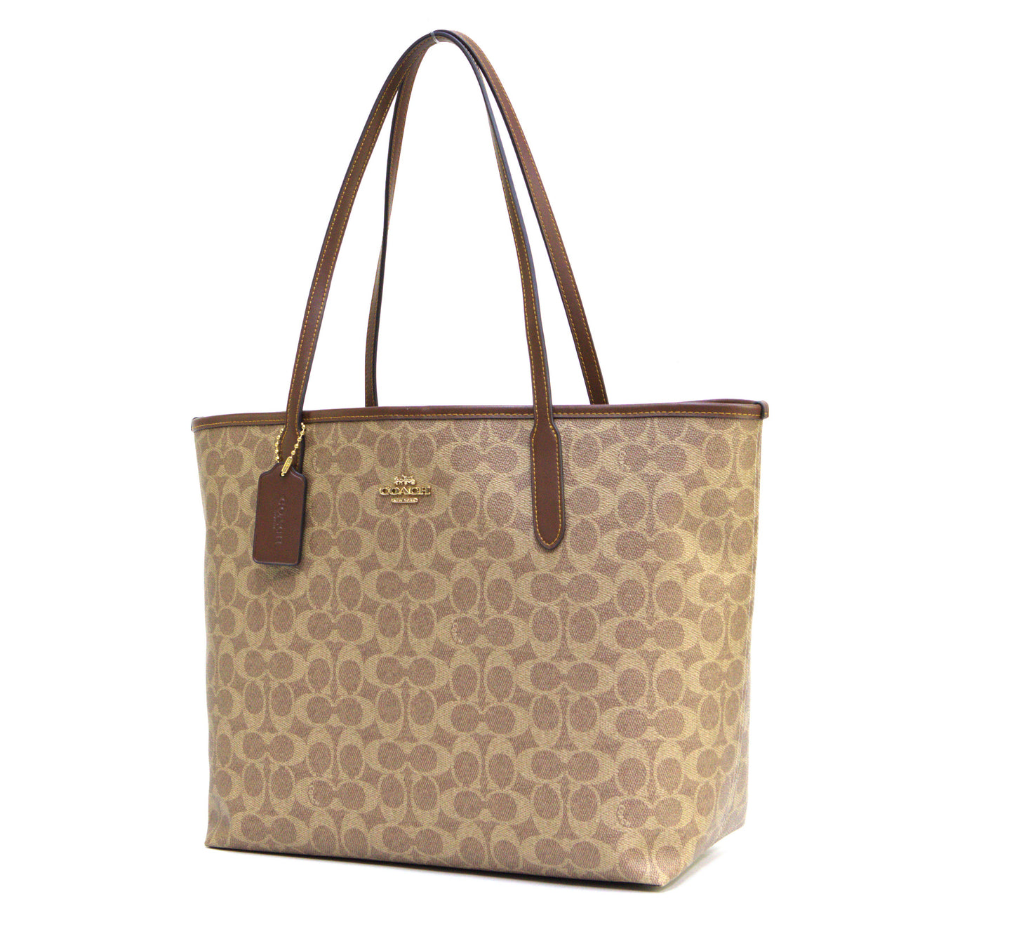 Coach City Tote Bag In Signature Canvas - Tan/Brown