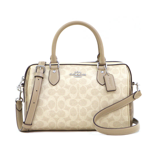 Coach Rowan Satchel Bag In Blocked Signature Canvas - Sand Taupe