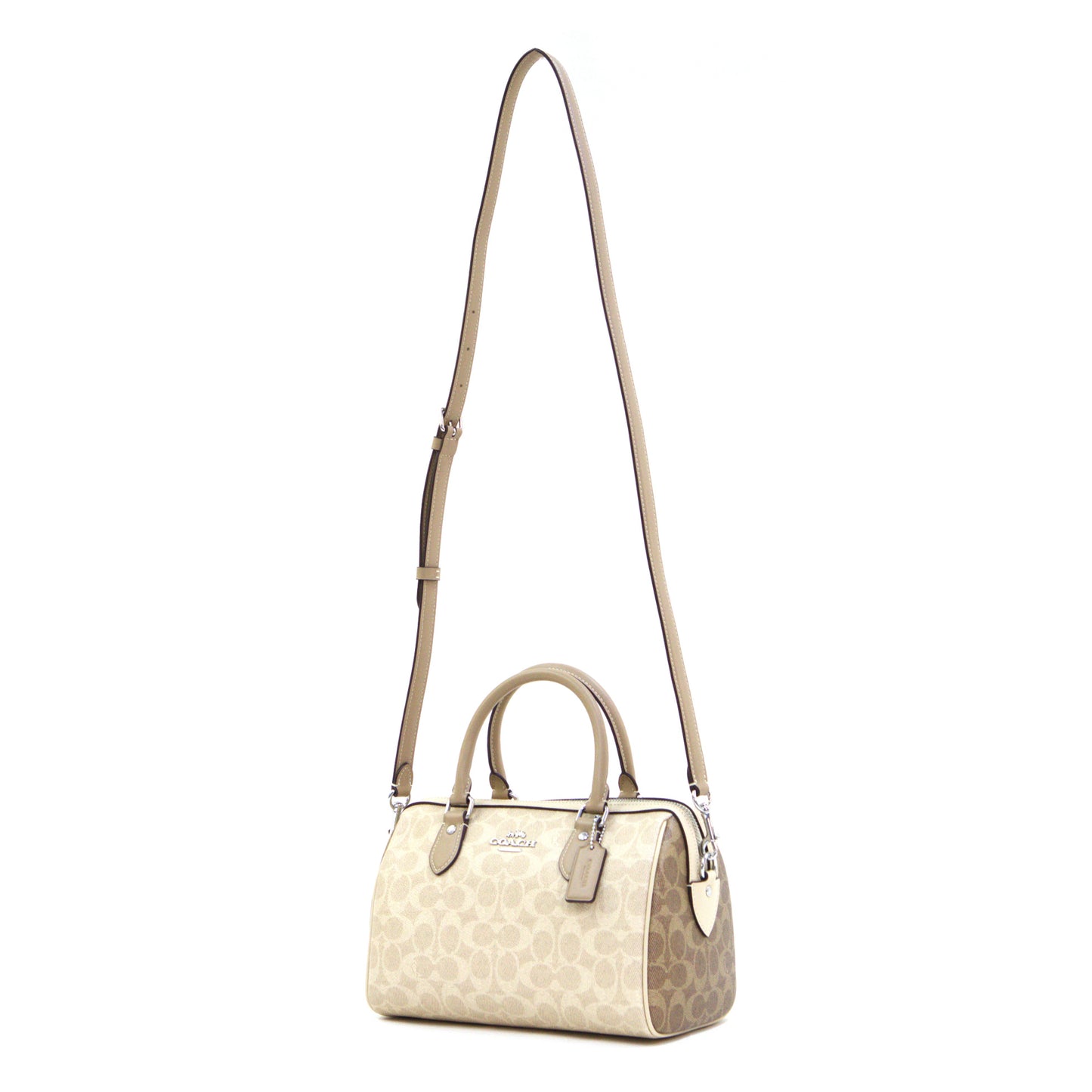 Coach Rowan Satchel Bag In Blocked Signature Canvas - Sand Taupe