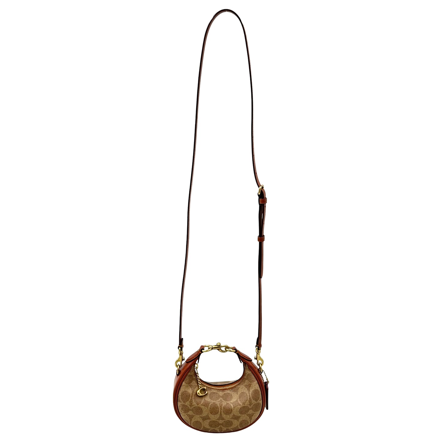 Coach Mini Jonie Bag In Signature Canvas- Brass/Tan Caramel