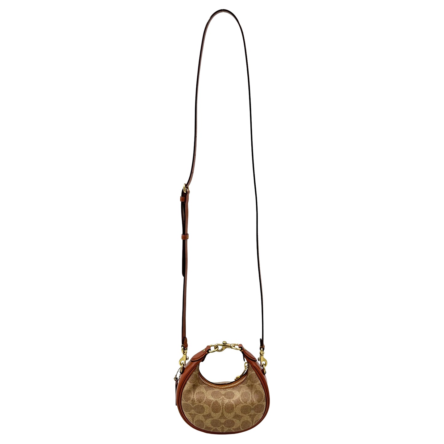 Coach Mini Jonie Bag In Signature Canvas- Brass/Tan Caramel