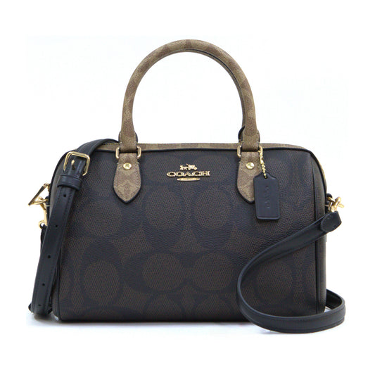 Coach Rowan Satchel Bag In Blocked Signature Canvas - Walnut/tTan