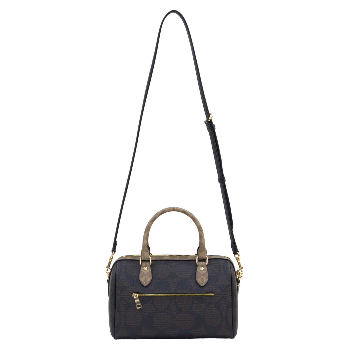 Coach Rowan Satchel Bag In Blocked Signature Canvas - Walnut/tTan
