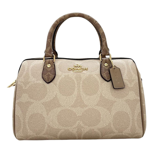 Coach Rowan Satchel Bag In Blocked Signature Canvas - Sand/Tan
