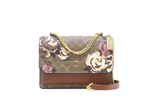 Coach Klare Crossbody Bag In Signature Canvas With Rose Print- Tan/Multi