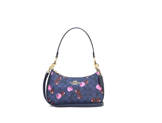 Coach Teri Shoulder Bag In Signature Canvas With Cherry Print - Denim Multi