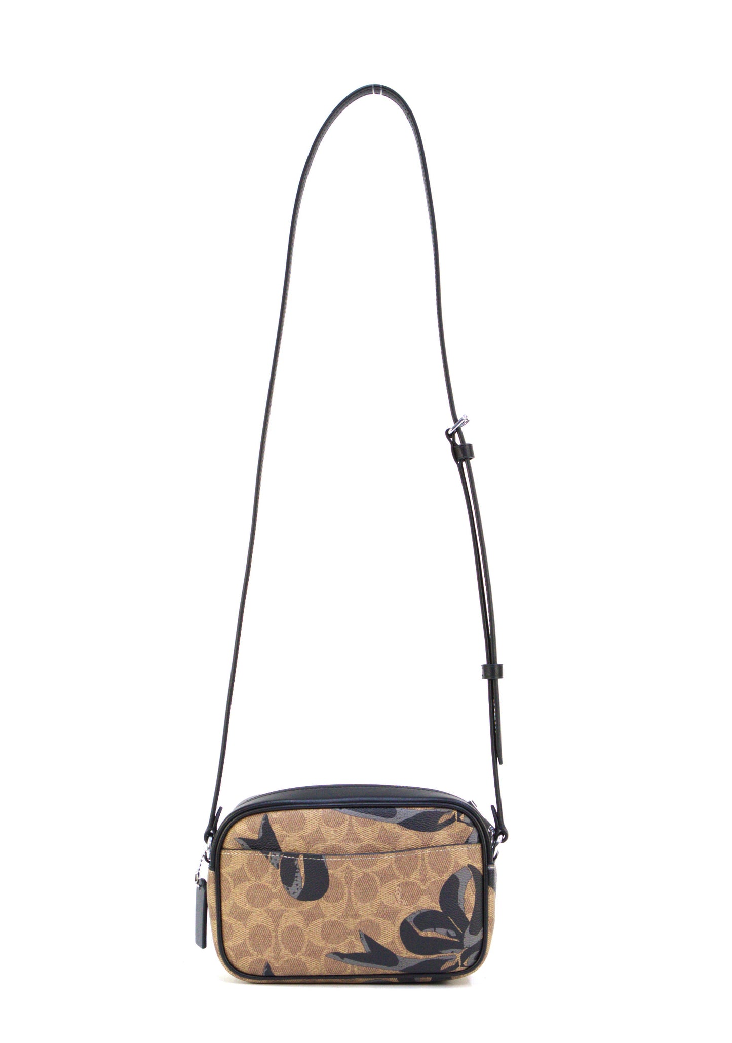 Coach Mini Jamie Camera Bag In Signature Canvas With Bow Print - Silver/Tan/Black Multi