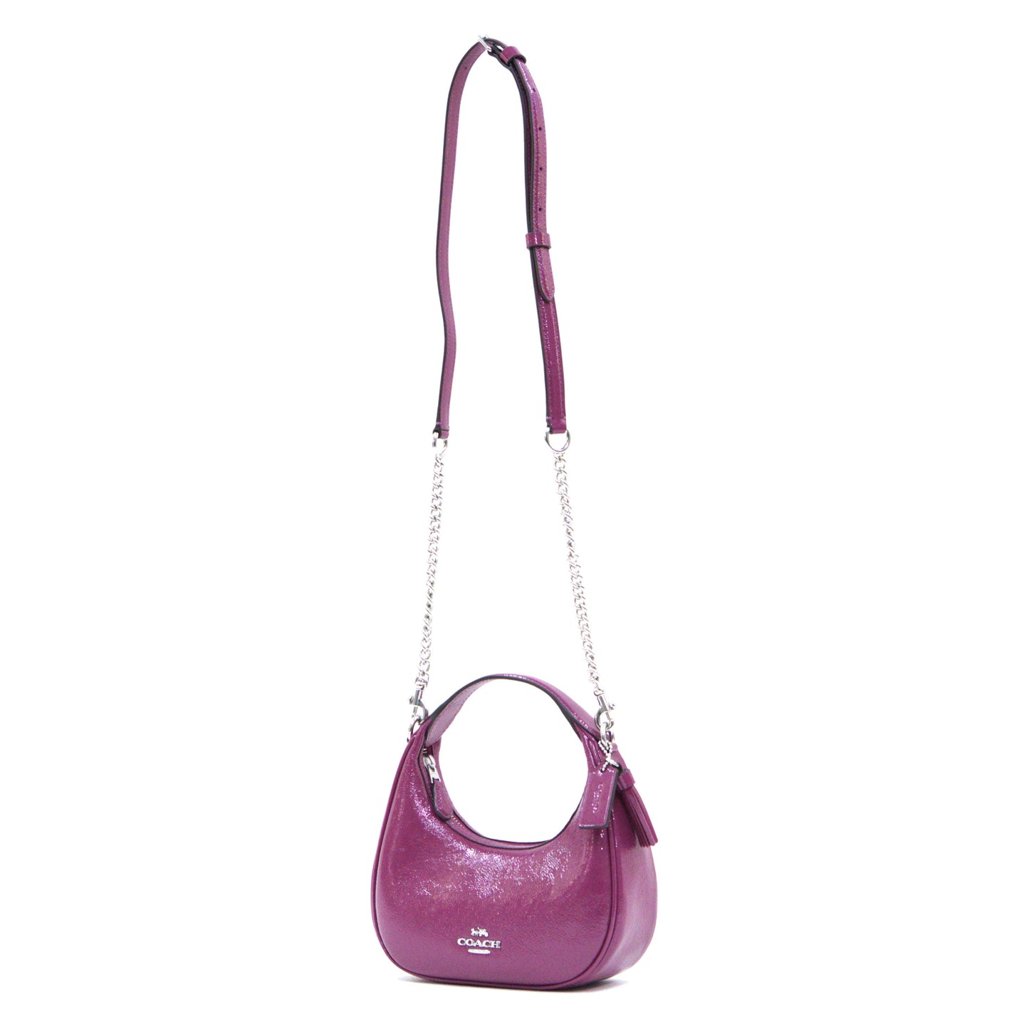 Coach Carmen Mini Crossbody Crinkled Pink Patent Leather - Pink