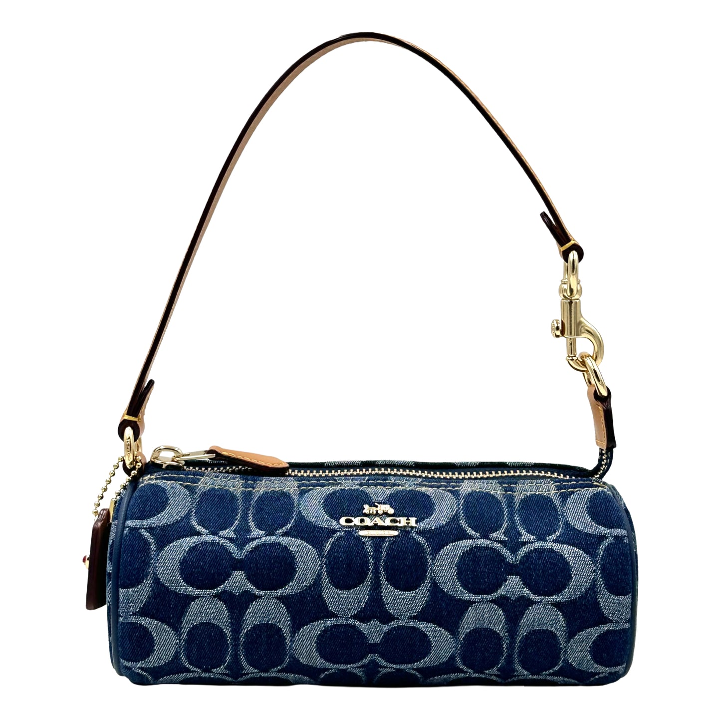 Coach Wristlet Nolita Barrel Bag Signature Denim- Gold Blue