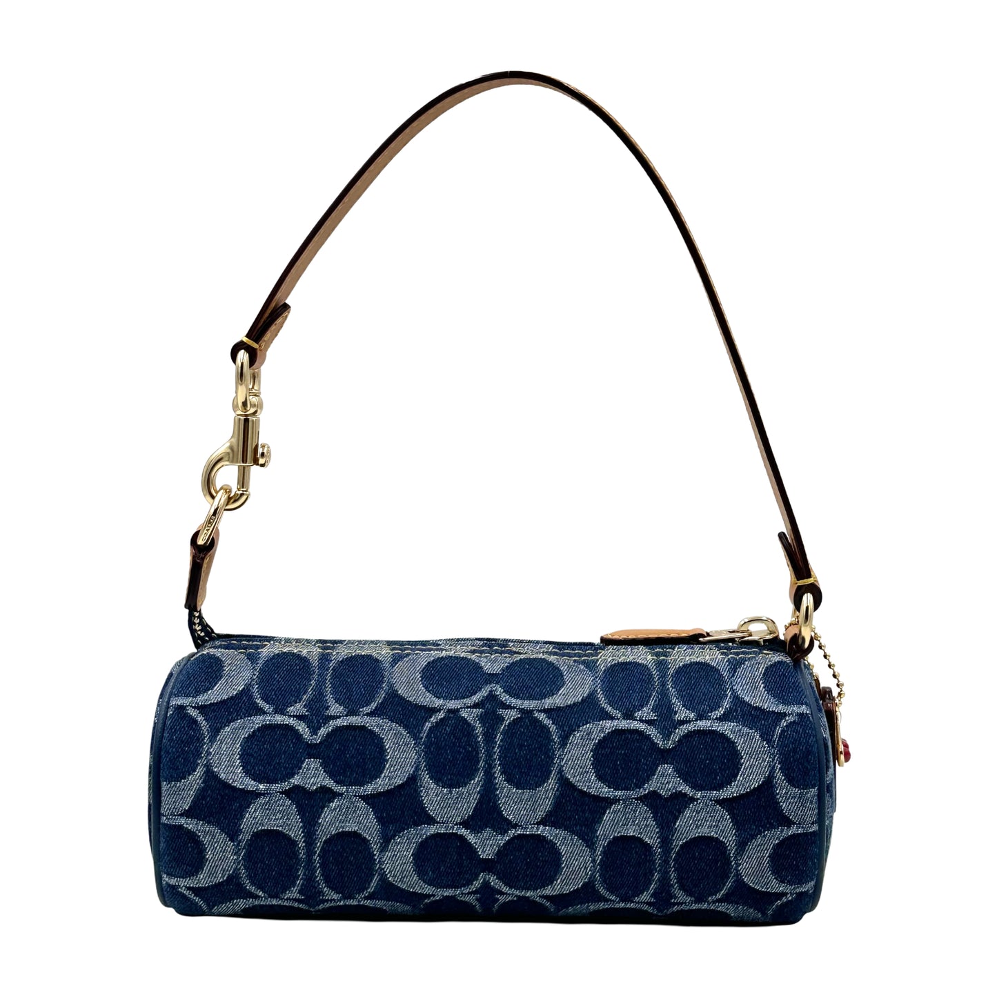 Coach Wristlet Nolita Barrel Bag Signature Denim- Gold Blue