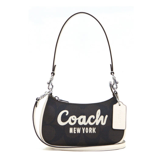 Coach Teri Mini Crossbody Bag In Signature Canvas With Coach Graphic - Walnut/Chalk