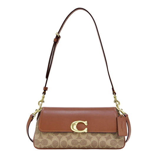 Coach Jet Shoulder Bag In Signature Canvas - Brass/Tan Caramel