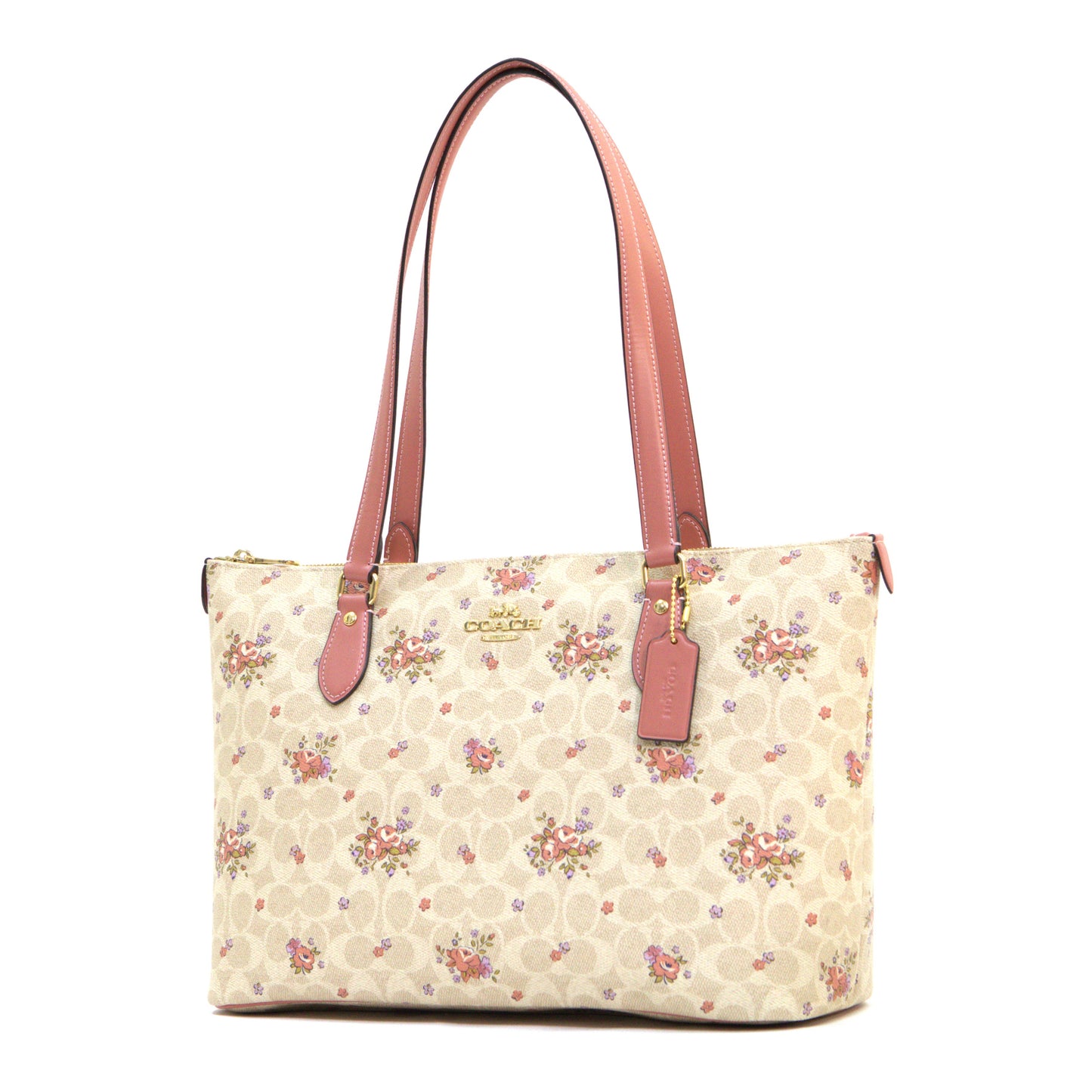 Coach Gallery Tote Bag In Signature Canvas With Floral Print -Sand Multi
