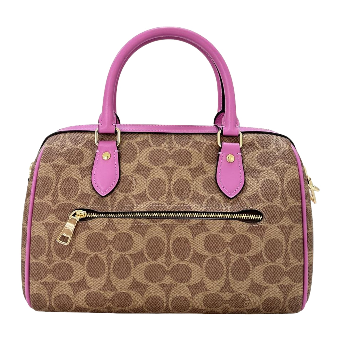 Coach Rowan Satchel Bag - Tan /Fushia