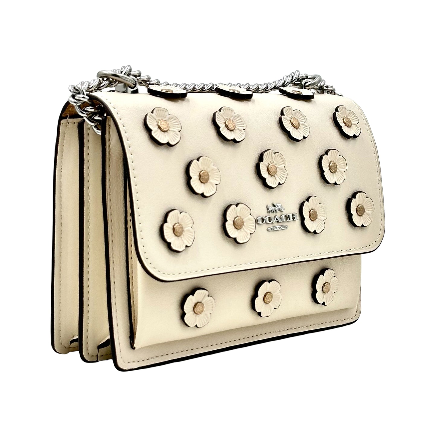 Coach Mini Klare Crossbody Bag With Floral Applique- Chalk
