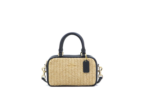 Coach Satchel Crossbody Straw - Toast Black