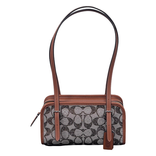 Coach Swing Zip Bag 20 In Crystal Signature Jacquard-Silver/Burnished Amber