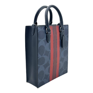 Coach Dylan Tote Bag In Signature Canvas With Varsity Stripe- Midnight/ Navy Multi - www.unoo.com