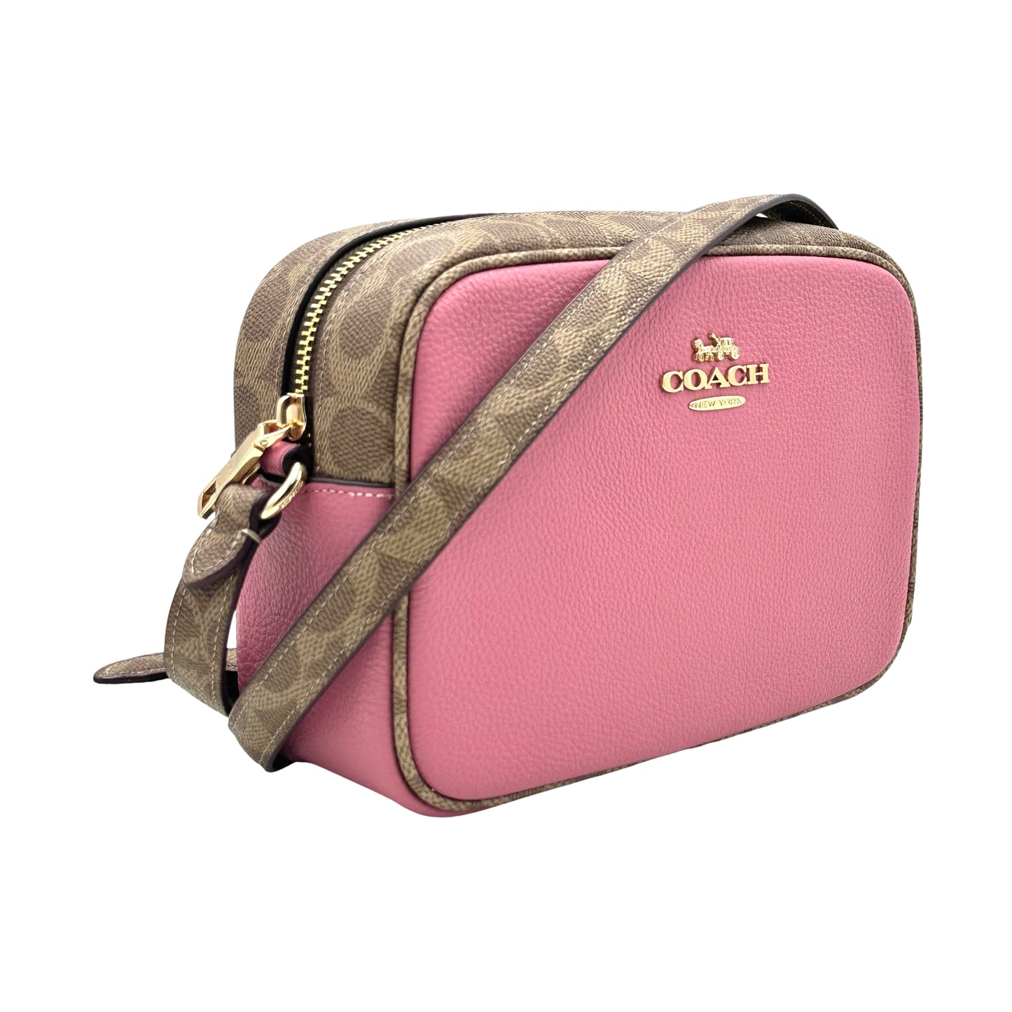 Jamie Camera Bag In Signature Canvas-Pink/Tan