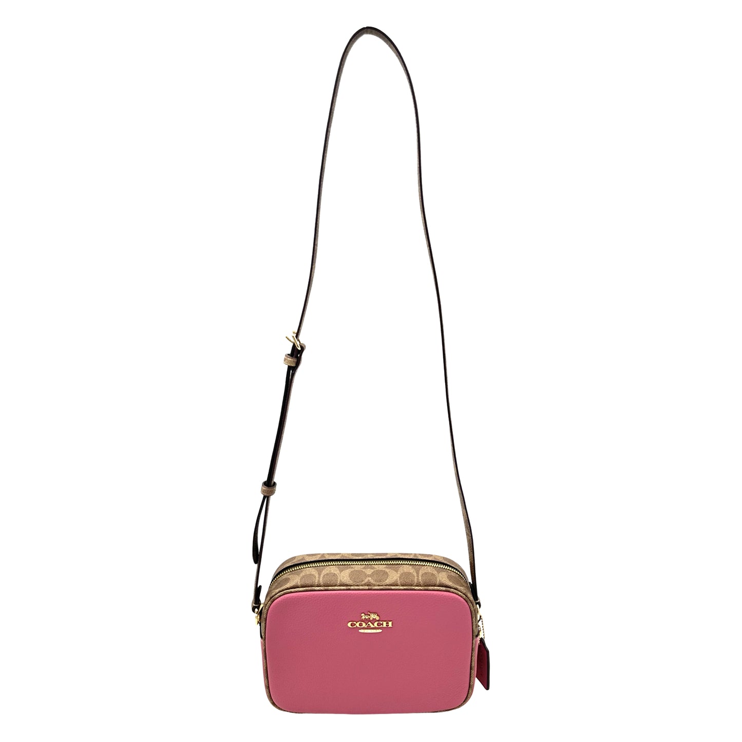 Jamie Camera Bag In Signature Canvas-Pink/Tan