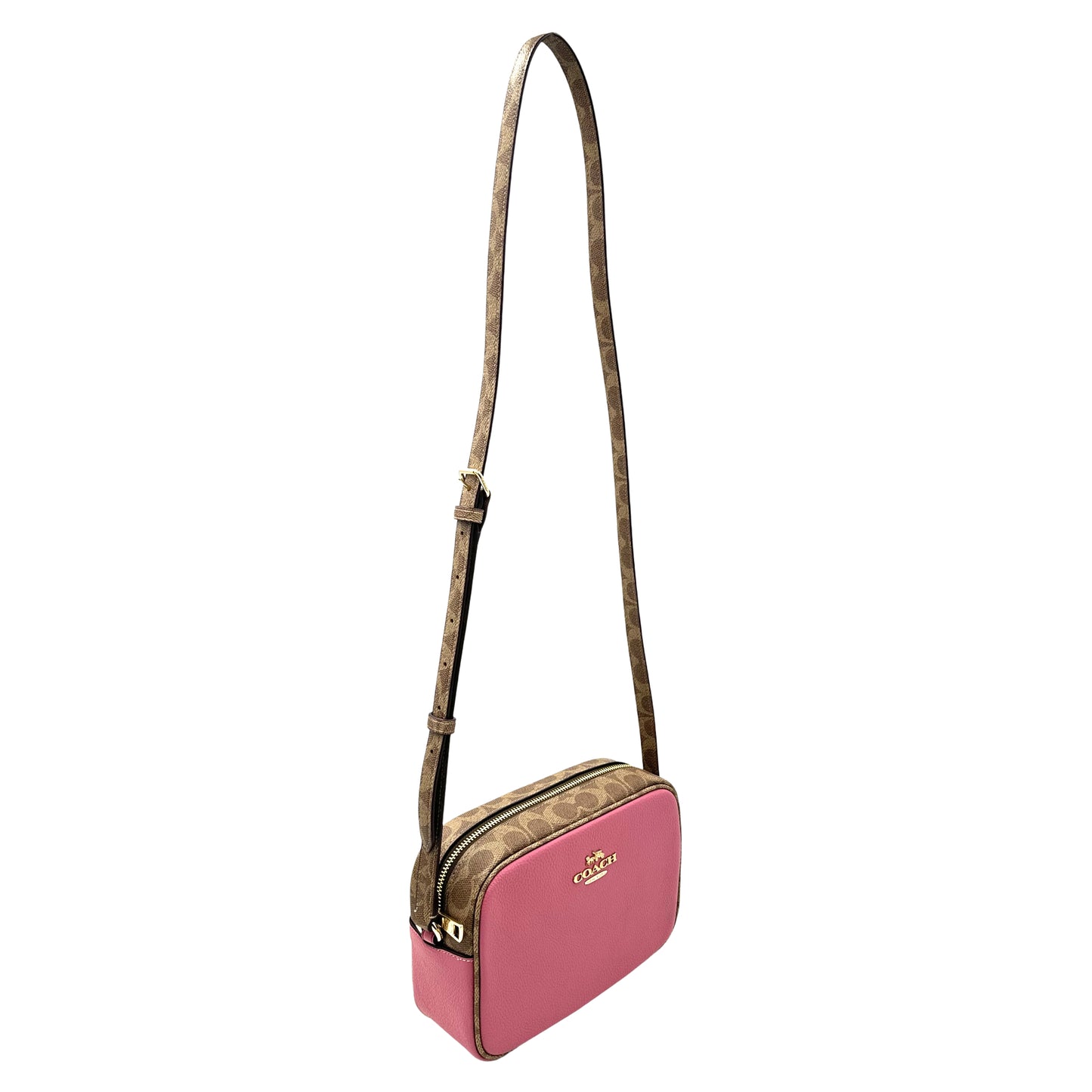 Jamie Camera Bag In Signature Canvas-Pink/Tan