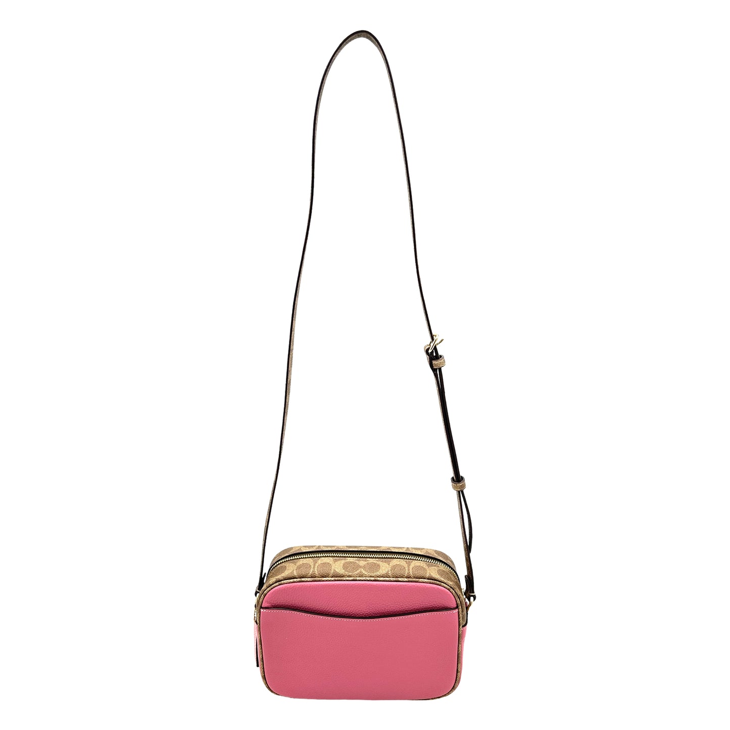 Jamie Camera Bag In Signature Canvas-Pink/Tan
