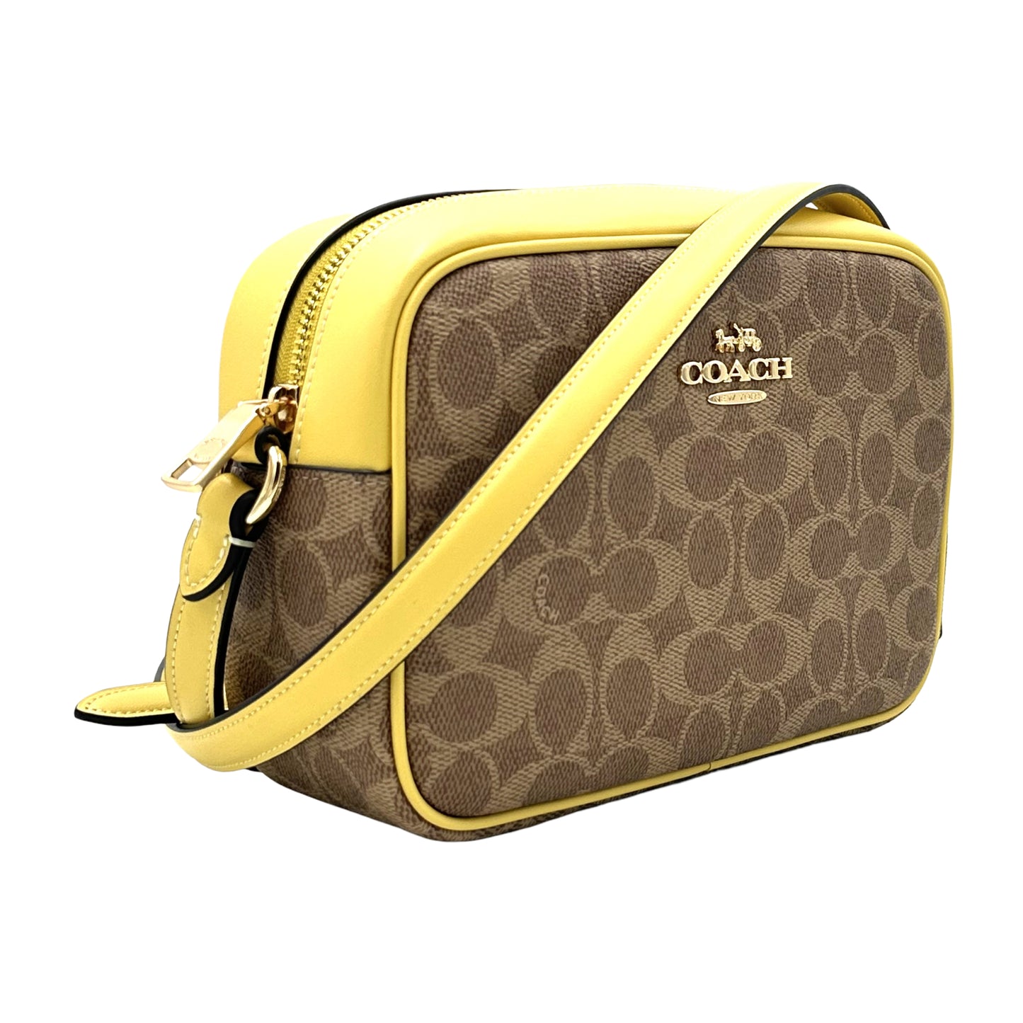 Coach Signature Jamie Camera Bag Crossbody Handbag- Tan Yellow