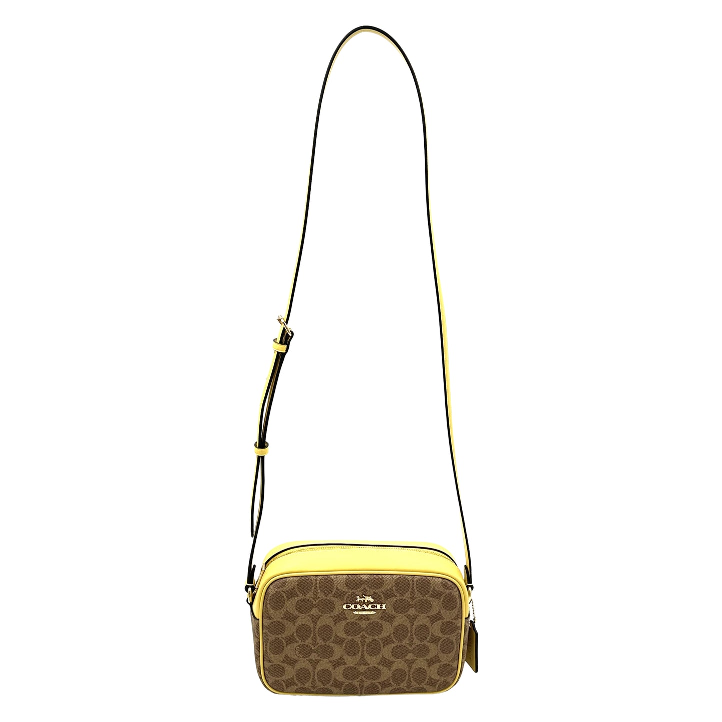 Coach Signature Jamie Camera Bag Crossbody Handbag- Tan Yellow