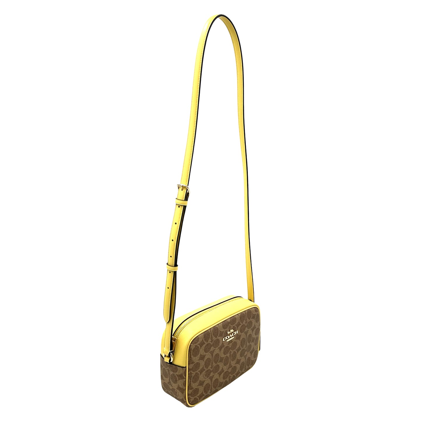 Coach Signature Jamie Camera Bag Crossbody Handbag- Tan Yellow
