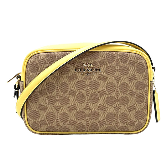 Coach Signature Jamie Camera Bag Crossbody Handbag- Tan Yellow