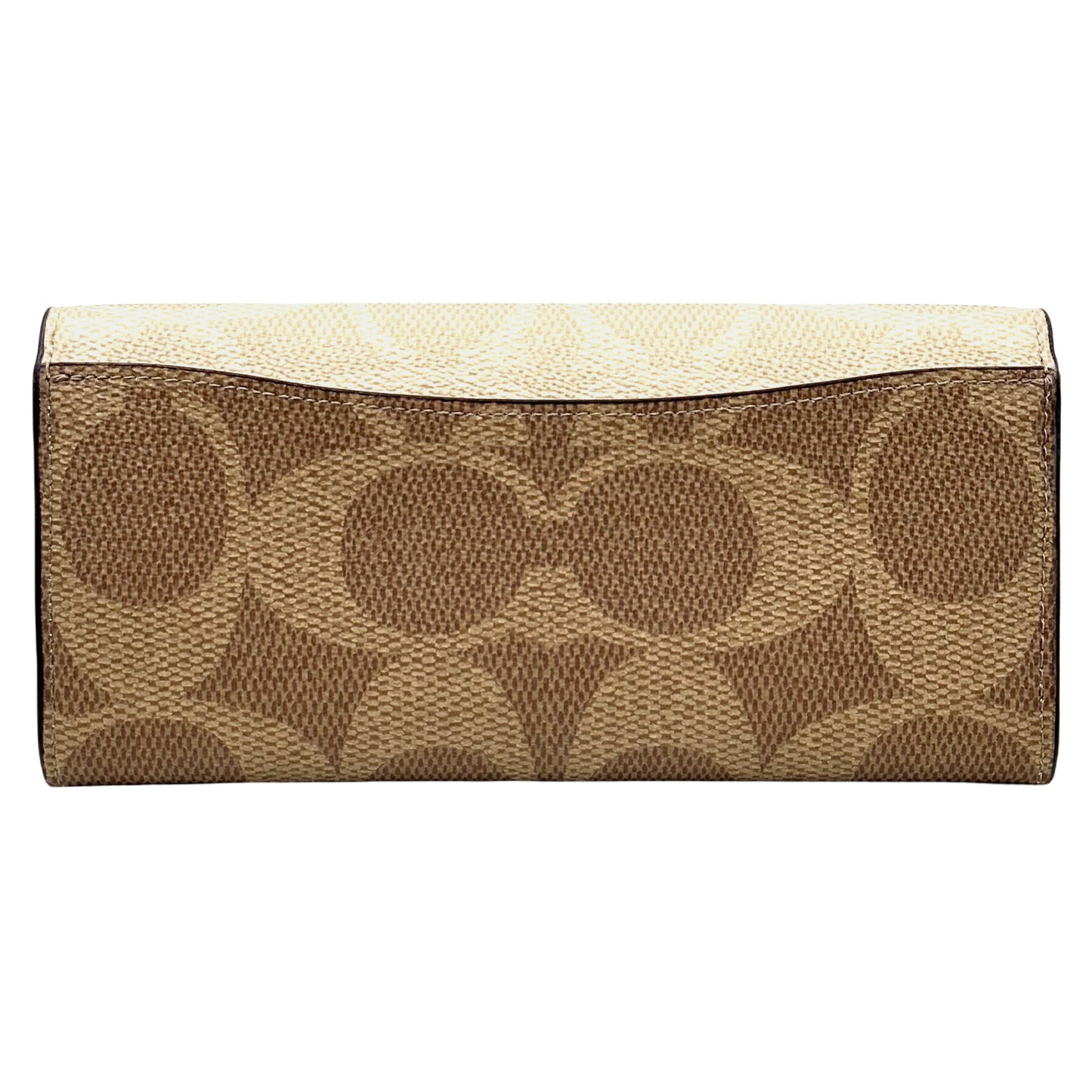 Coach Klare Wallet With Chain In Blocked Signature Canvas-Gold/Sand/Tan