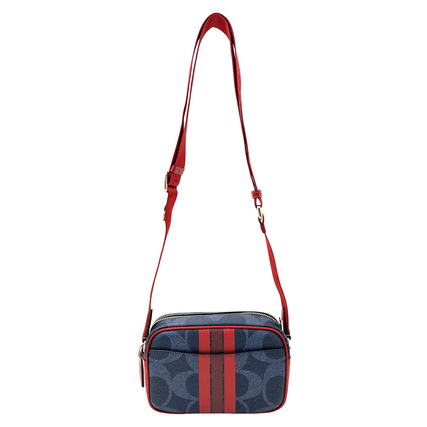 Coach Mini Jamie Camera Bag In Signature Canvas- Denim Bold Red