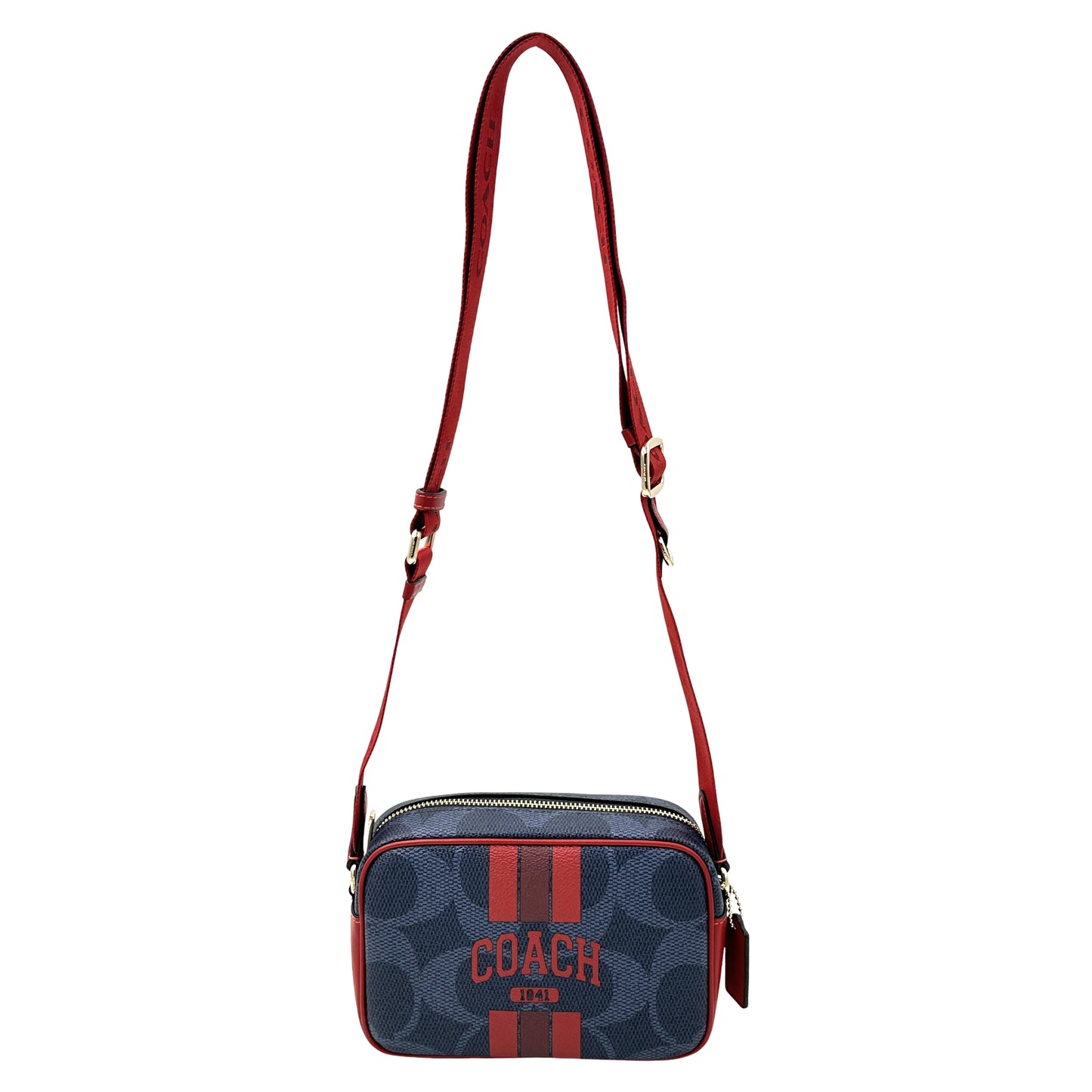 Coach Mini Jamie Camera Bag In Signature Canvas- Denim Bold Red