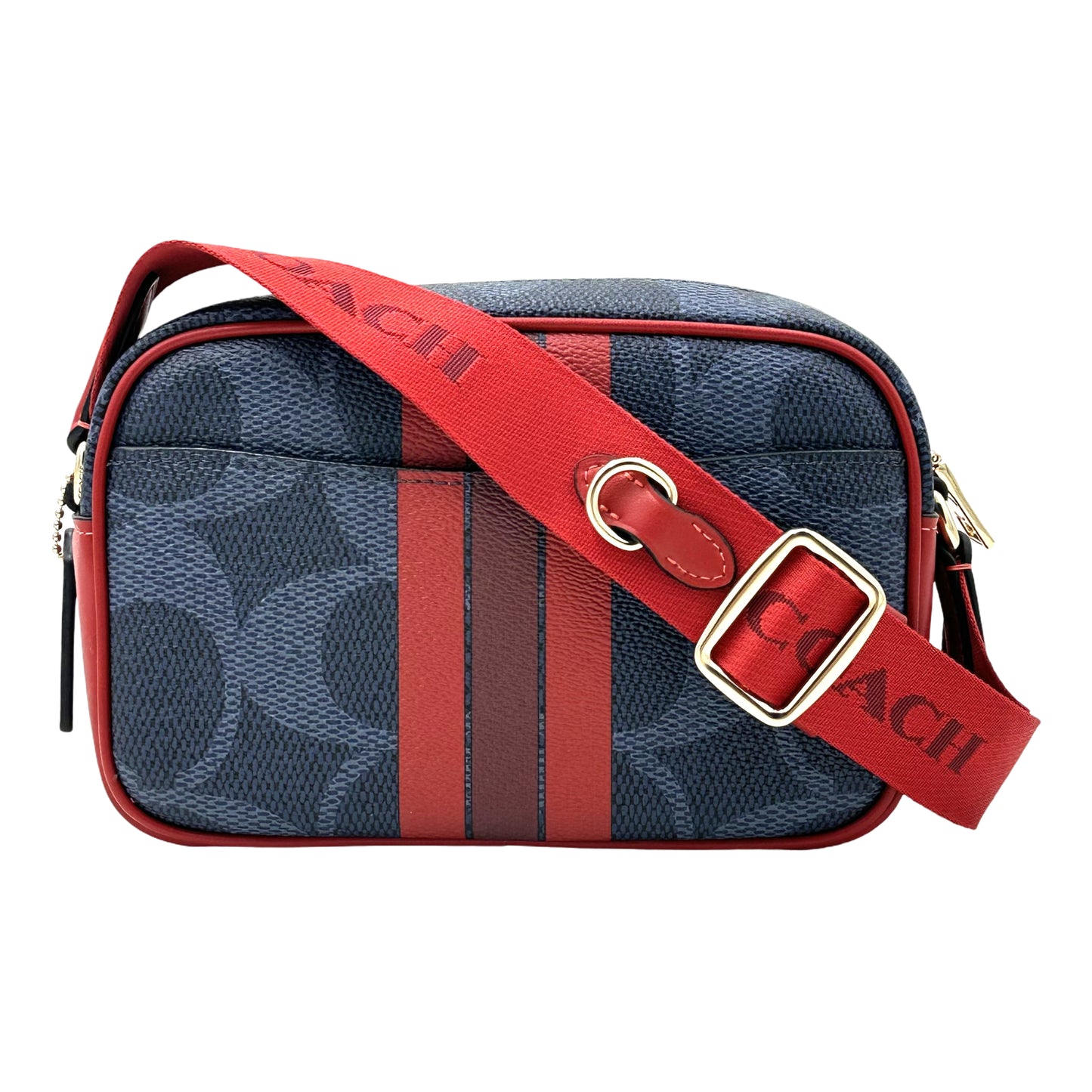 Coach Mini Jamie Camera Bag In Signature Canvas- Denim Bold Red