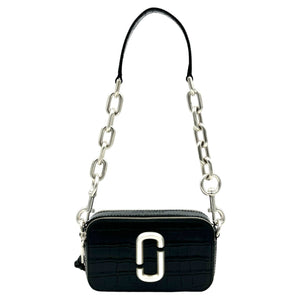 Marc Jacobs The Croc-Embossed Chain Snapshot - Black - www.unoo.com